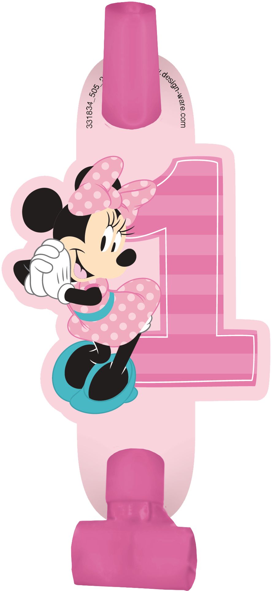 Mirlitons pour fête 1er anniversaire Minnie Mouse, paq. 8 Front_Flat