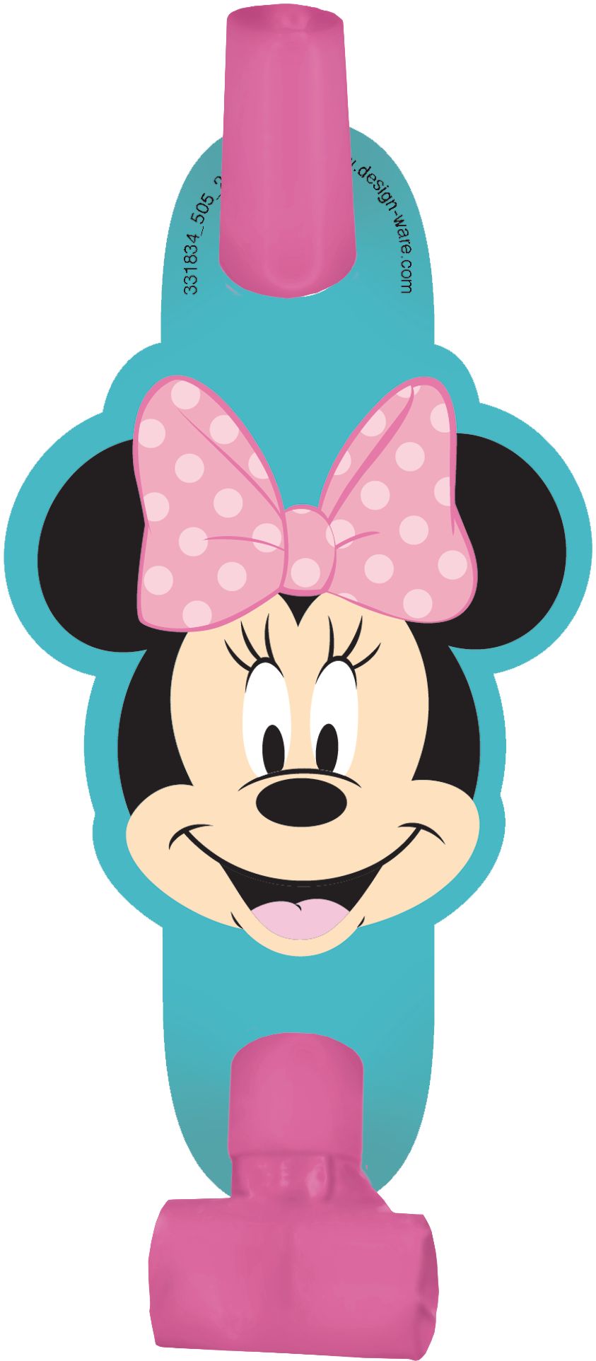 Mirlitons pour fête 1er anniversaire Minnie Mouse, paq. 8 Front_Flat