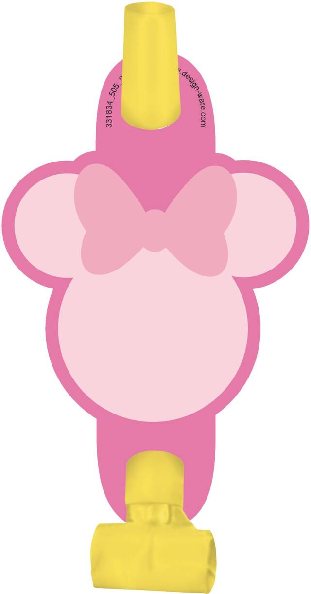 Mirlitons pour fête 1er anniversaire Minnie Mouse, paq. 8 Front_Flat