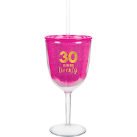 30 is the New Twenty Wine Tumbler with Straw Front_Flat
