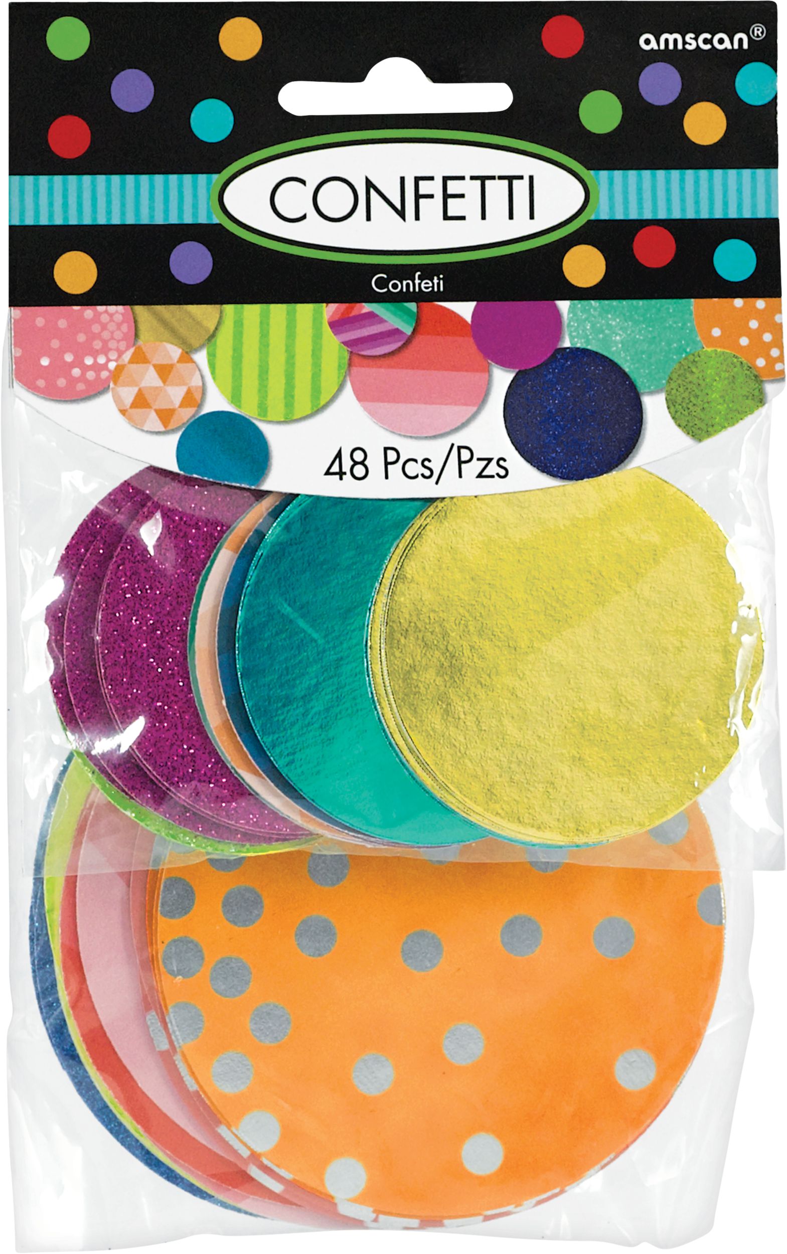 Giant Colourful Confetti Circles, 48-pc Front_Flat