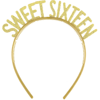 Glitter Gold Sweet 16 Headbands, 6-pk Front_Flat