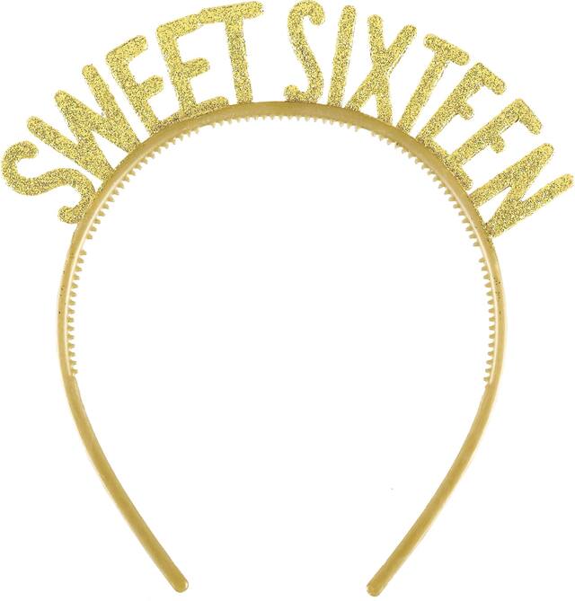 Glitter Gold Sweet 16 Headbands, 6-pk Front_Flat