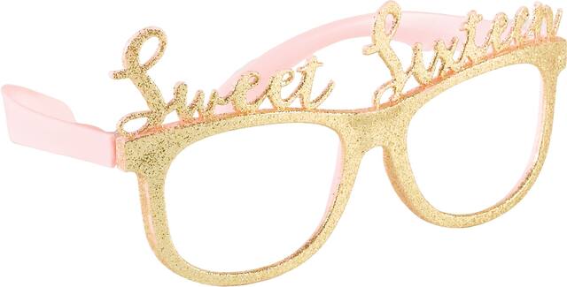 Glitter Gold Sweet 16 Glasses, 6-ct Front_Angled_Right
