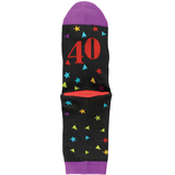 Adult "The Big 40" Crew Socks, Red/Purple/Black, One Size, Wearable Accessory for Birthdays Bottom_Flat