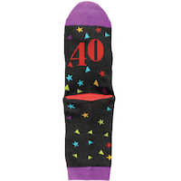 Mi-chaussettes The Big 40 pour adulte, rouge/violet/noir, taille unique, accessoire à porter pour anniversaires Bottom_Flat