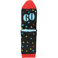 Adult "The Big 60" Crew Socks, Black/Blue/Red, One Size, Wearable Accessory for Birthdays Bottom_Flat