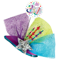 Prismatic Rainbow "The Big 30" Clip-On Fascinator Hat, Multi-Coloured, One Size, Wearable Accessories for Birthdays Front_Three_Fourths_Angled_Left