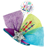 Chapeau bibi 40e anniversaire à pince, prismatique multicolore Front_Three_Fourths_Angled_Left