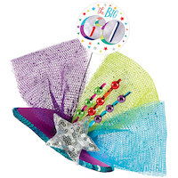 Clip-On Prismatic Multicolour 60th Birthday Fascinator Hat Front_Three_Fourths_Angled_Left