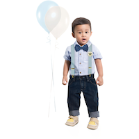 1st Birthday "Birthday Boy" Bow Tie & Vest Set, Blue, One Size, 2-pk, Wearable Accessories for Birthdays Front_Flat