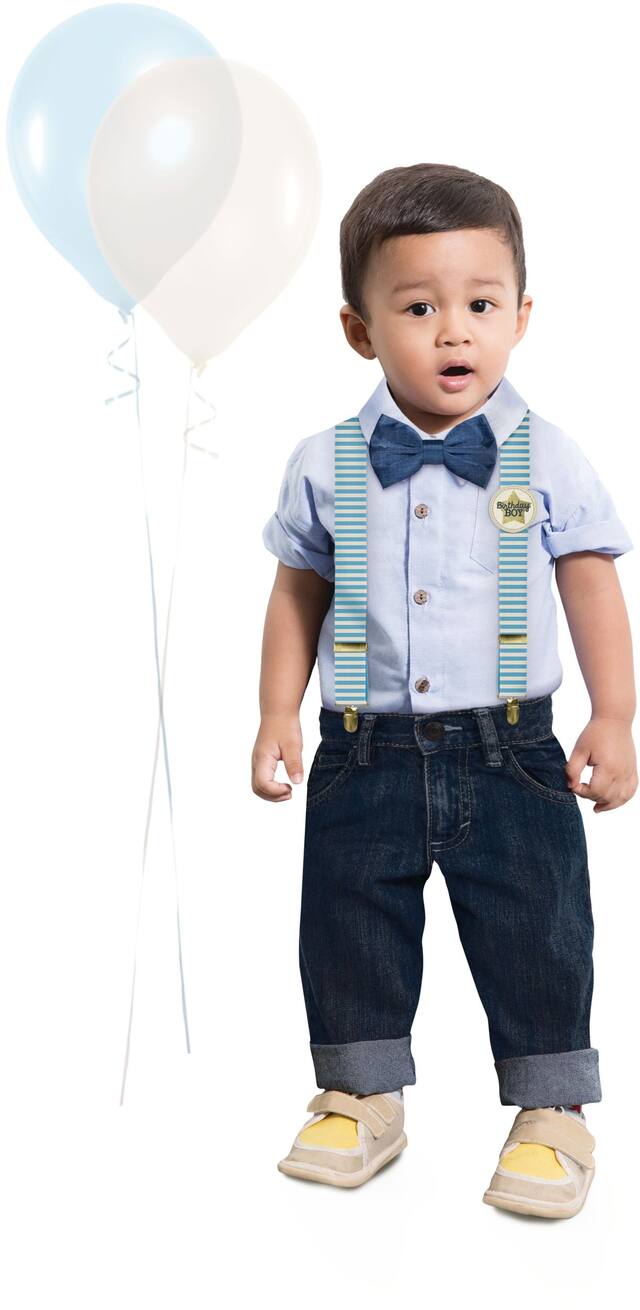 1st Birthday "Birthday Boy" Bow Tie & Vest Set, Blue, One Size, 2-pk, Wearable Accessories for Birthdays Front_Flat