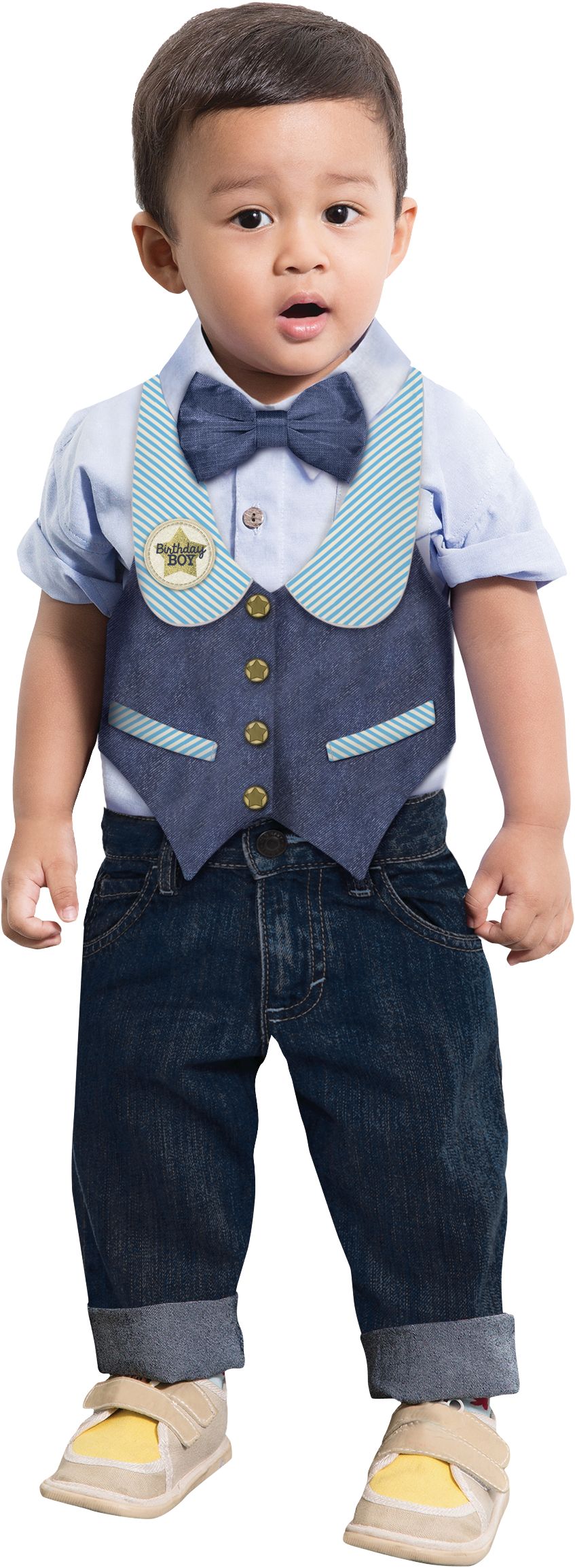 1st Birthday "Birthday Boy" Bow Tie & Vest Set, Blue, One Size, 2-pk, Wearable Accessories for Birthdays Front_Flat