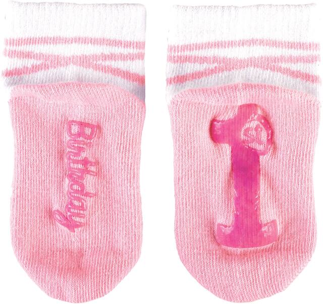 Infant 1st Birthday Ballerina Crew Socks, Pink, One Size, Wearable Accessory for Birthdays Front_Flat