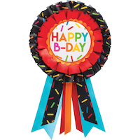 Ruban de mérite Happy B-Day avec ballon, paillettes, multicolores, taille unique, accessoire portable pour anniversaires