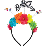 "Its My Birthday" Flower Crown Headband, Multi-Coloured, One Size, Wearable Accessory for Birthdays Front_Flat