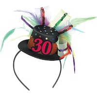 30th Birthday Mini Top Hat Headband Front_Elevated