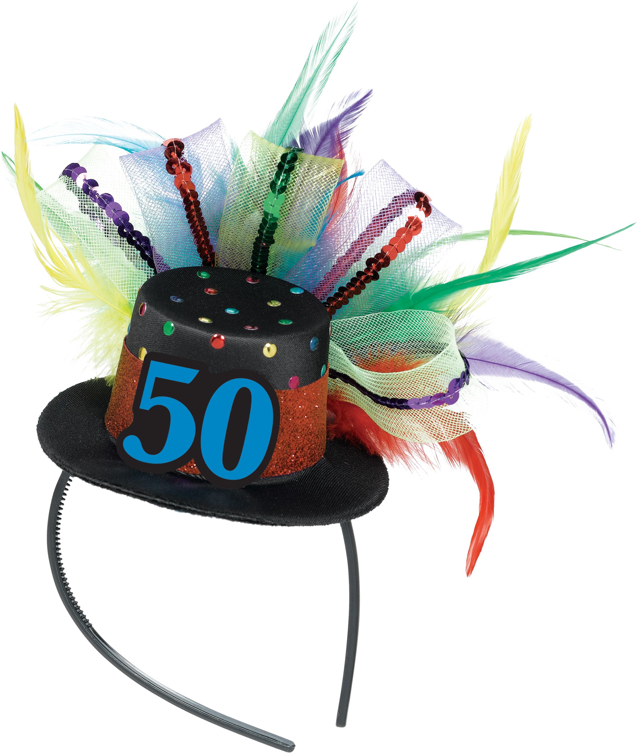 50th Birthday Mini Top Hat Headband Front_Elevated