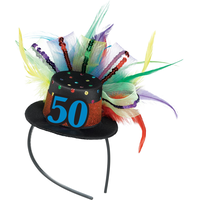 50th Birthday Mini Top Hat Headband Front_Elevated