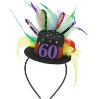 60th Birthday Mini Top Hat Headband Front_Elevated