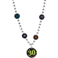 Milestone 30th Birthday Pendant & Bead Necklace Front_Flat