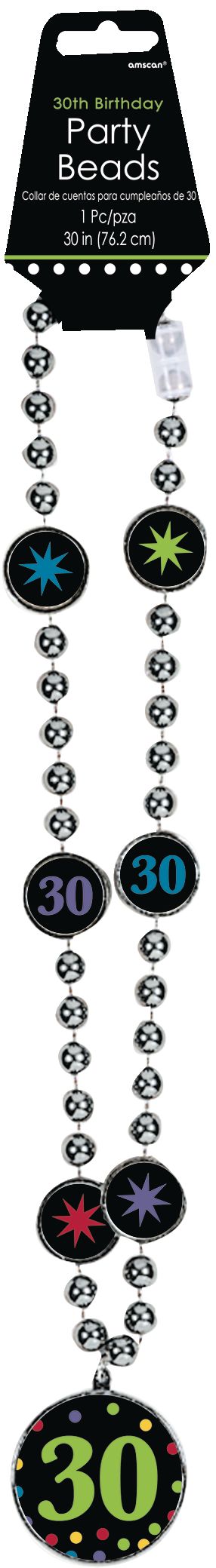 Milestone 30th Birthday Pendant & Bead Necklace Front_Flat