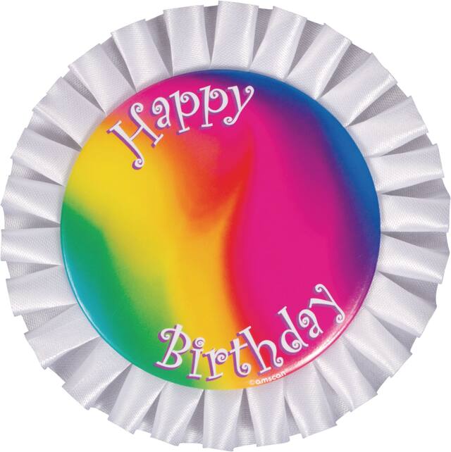 Happy Birthday Dots and Stripes Personalized Button Front_Flat