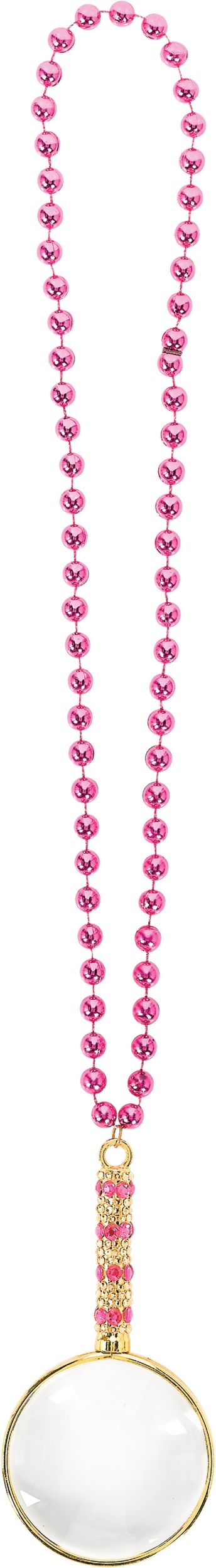 Magnifying Glass Pendant & Bead Necklace Overhead_Flat