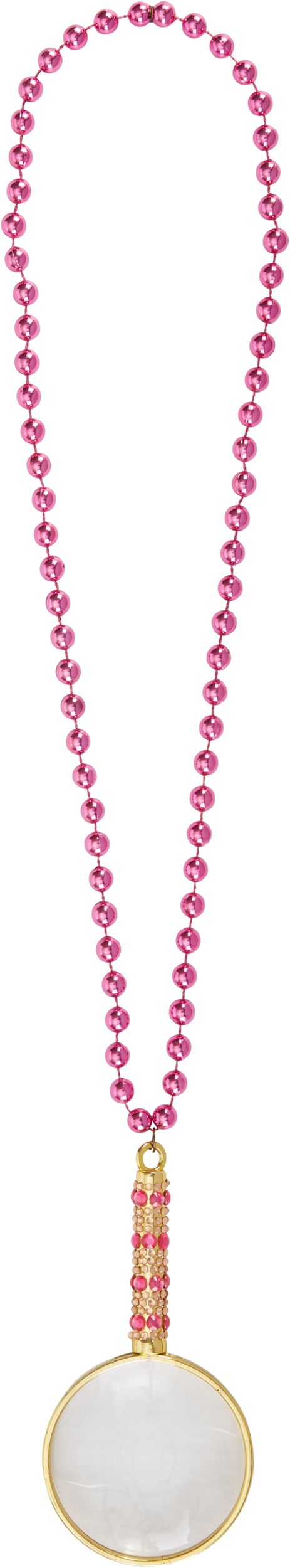 Magnifying Glass Pendant & Bead Necklace Overhead_Flat