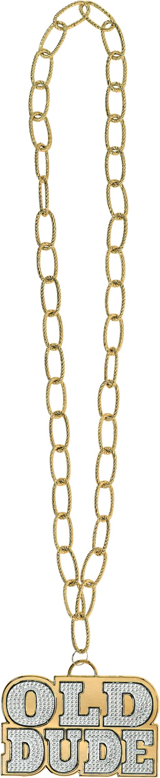 Old Dude Pendant & Chain Link Necklace Overhead_Flat