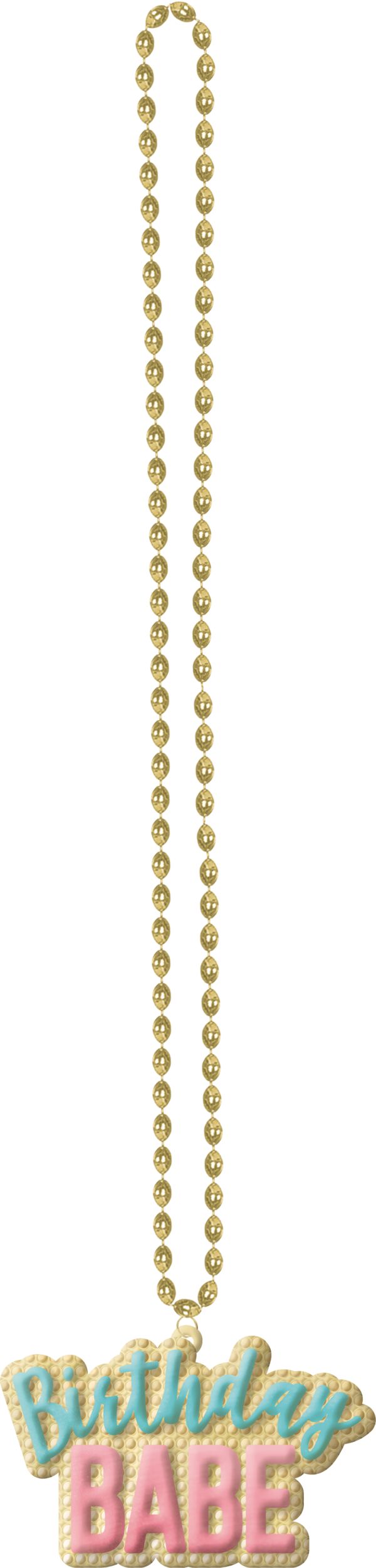 Collier de perles et pendentif en plastique Birthday Babe Overhead_Flat