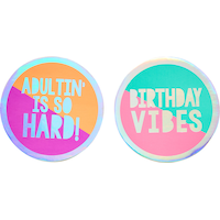 Young & Fab Round Cardboard Drink Coasters, Green/Purple, 3.5-in, 18-pk, for Birthday Party Front_Flat