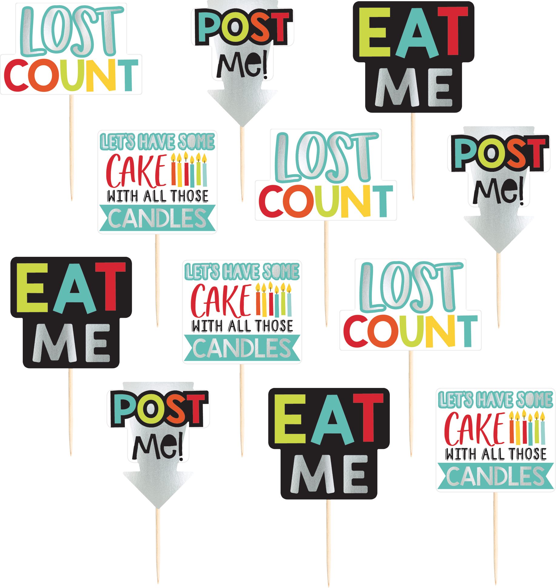 Over the Hill Cupcake Picks, 24-pc Front_Flat