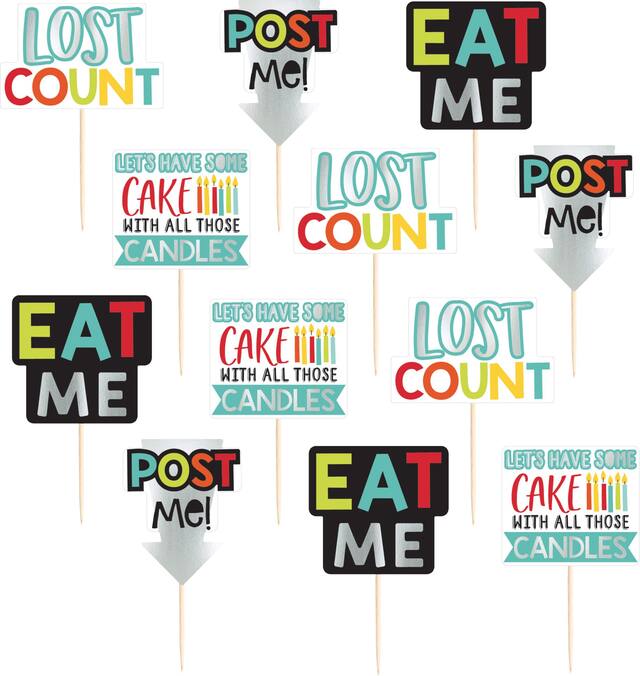 Over the Hill Cupcake Picks, 24-pc Front_Flat