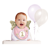 1st Birthday Bib, Pink/Gold, One Size, Wearable Accessory for Birthdays Front_Flat