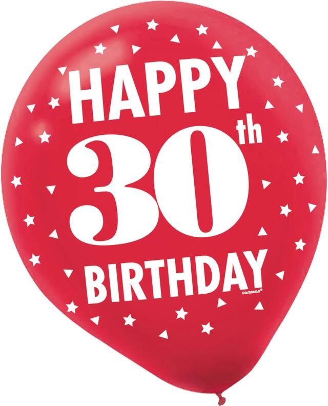 Here's to 30 Birthday Balloons, 15-pk Front_Flat