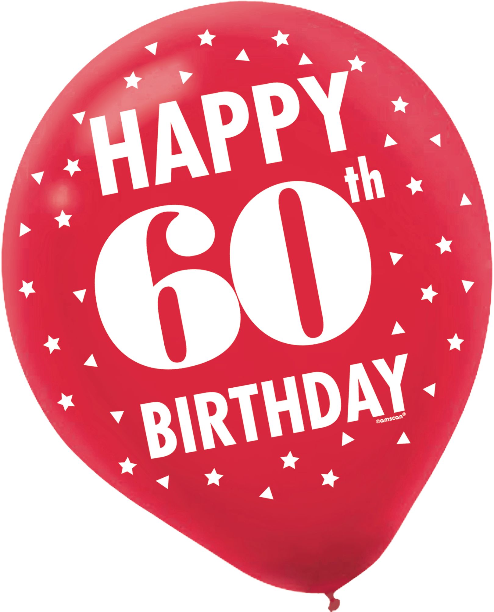 Milestone 60th Birthday Latex Balloons feature "Happy 60th Birthday", 15-pk Front_Flat