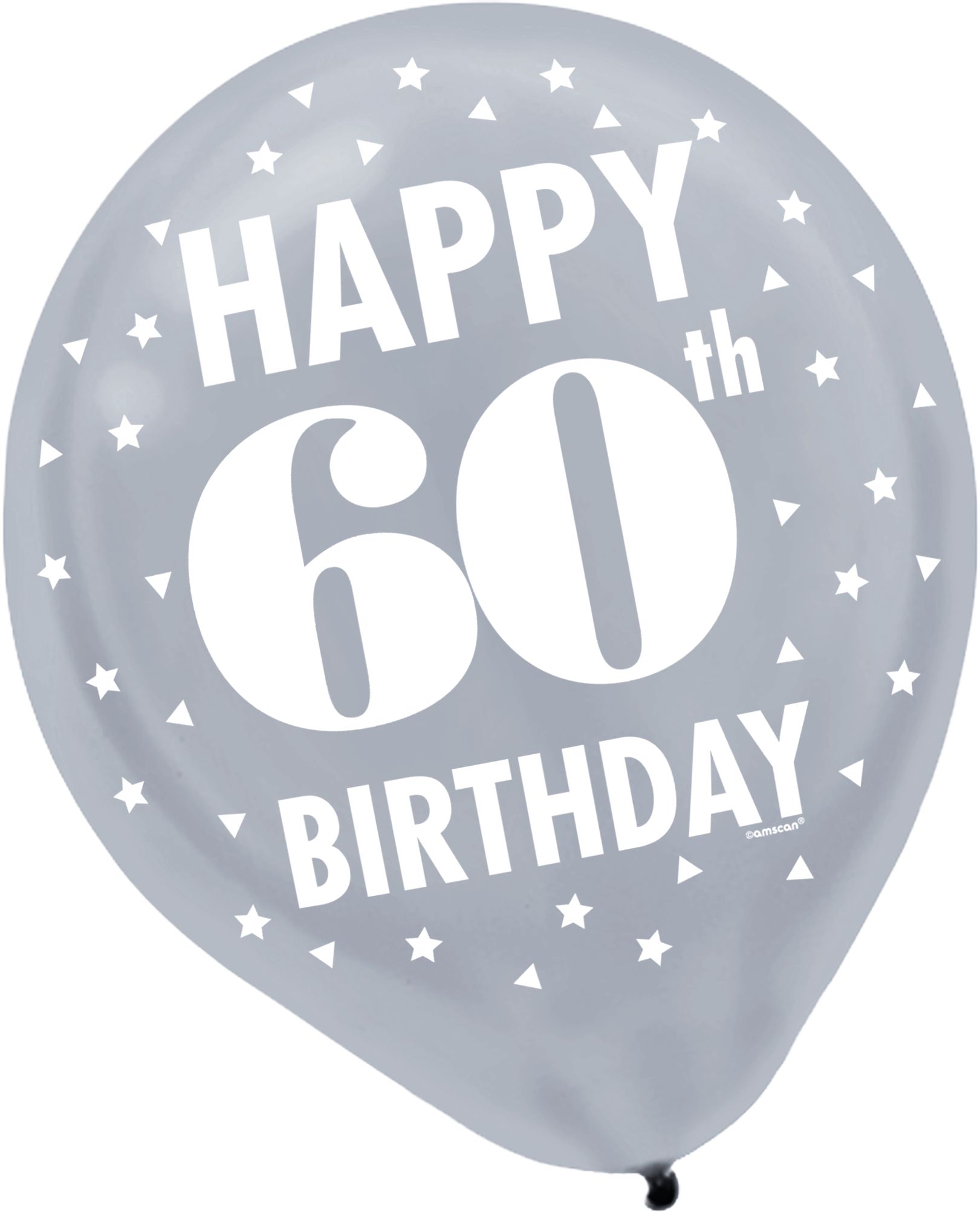 Milestone 60th Birthday Latex Balloons feature "Happy 60th Birthday", 15-pk Front_Flat