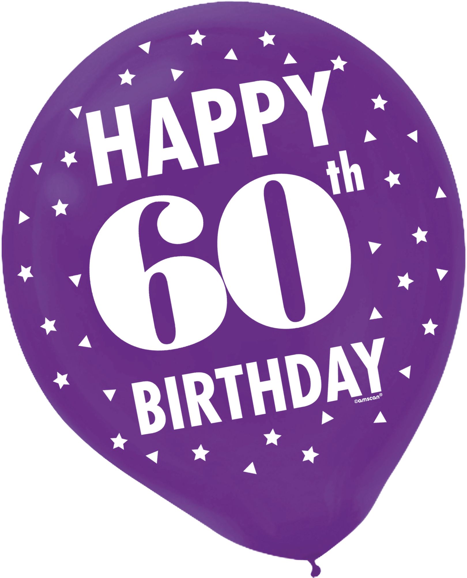 Milestone 60th Birthday Latex Balloons feature "Happy 60th Birthday", 15-pk Front_Flat