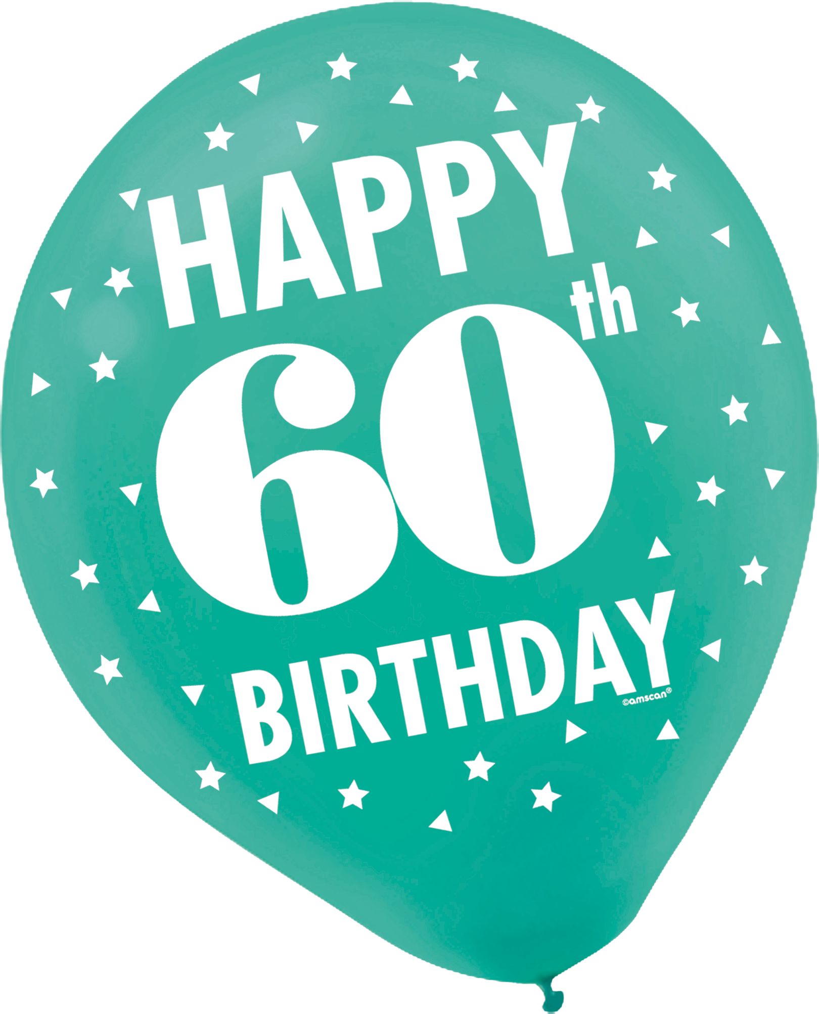 Milestone 60th Birthday Latex Balloons feature "Happy 60th Birthday", 15-pk Front_Flat