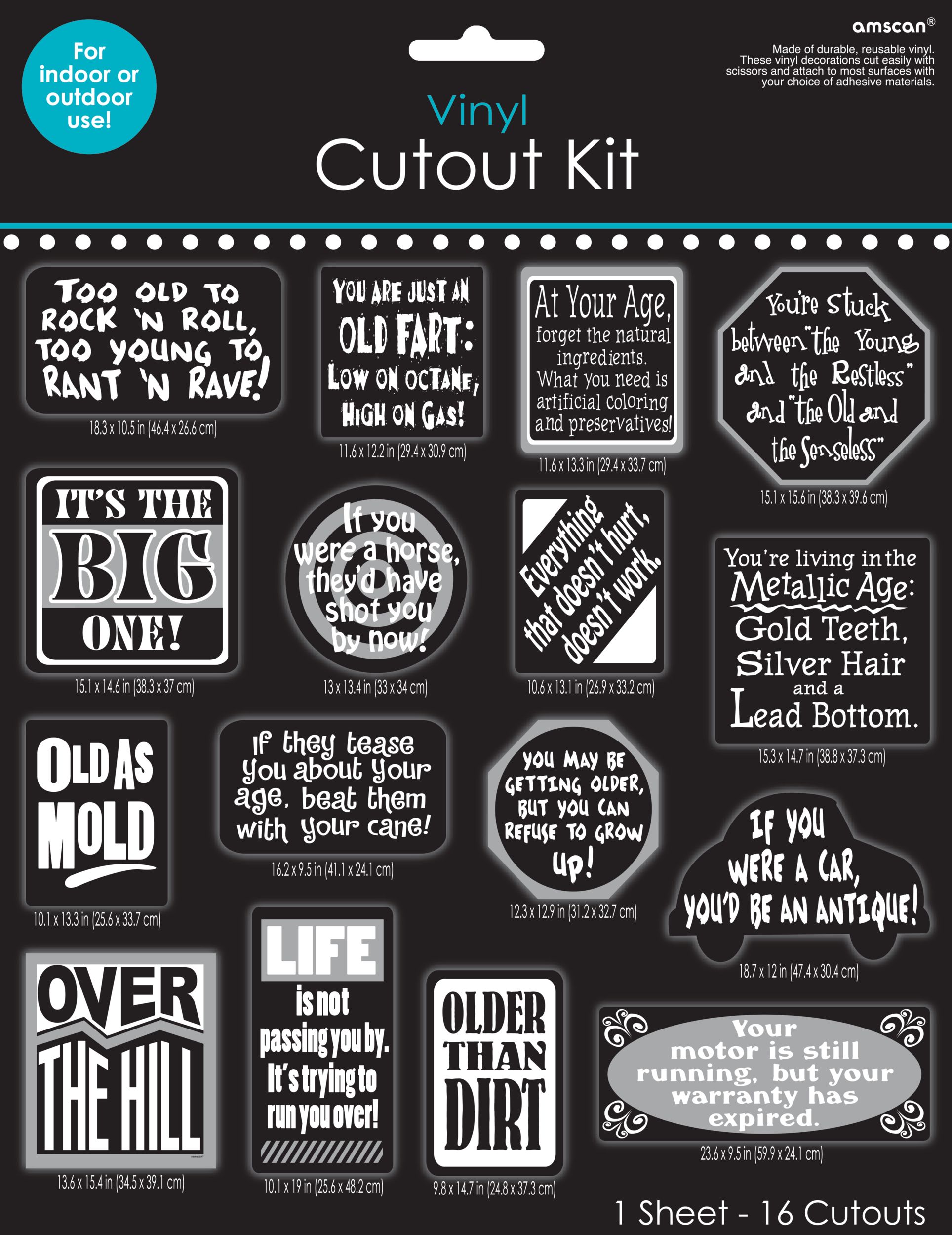 Over the Hill Vinyl Cutouts, 16-pc Front_Flat