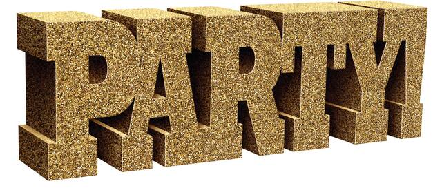 Glitter Gold Party Sign Front_Angled_Right