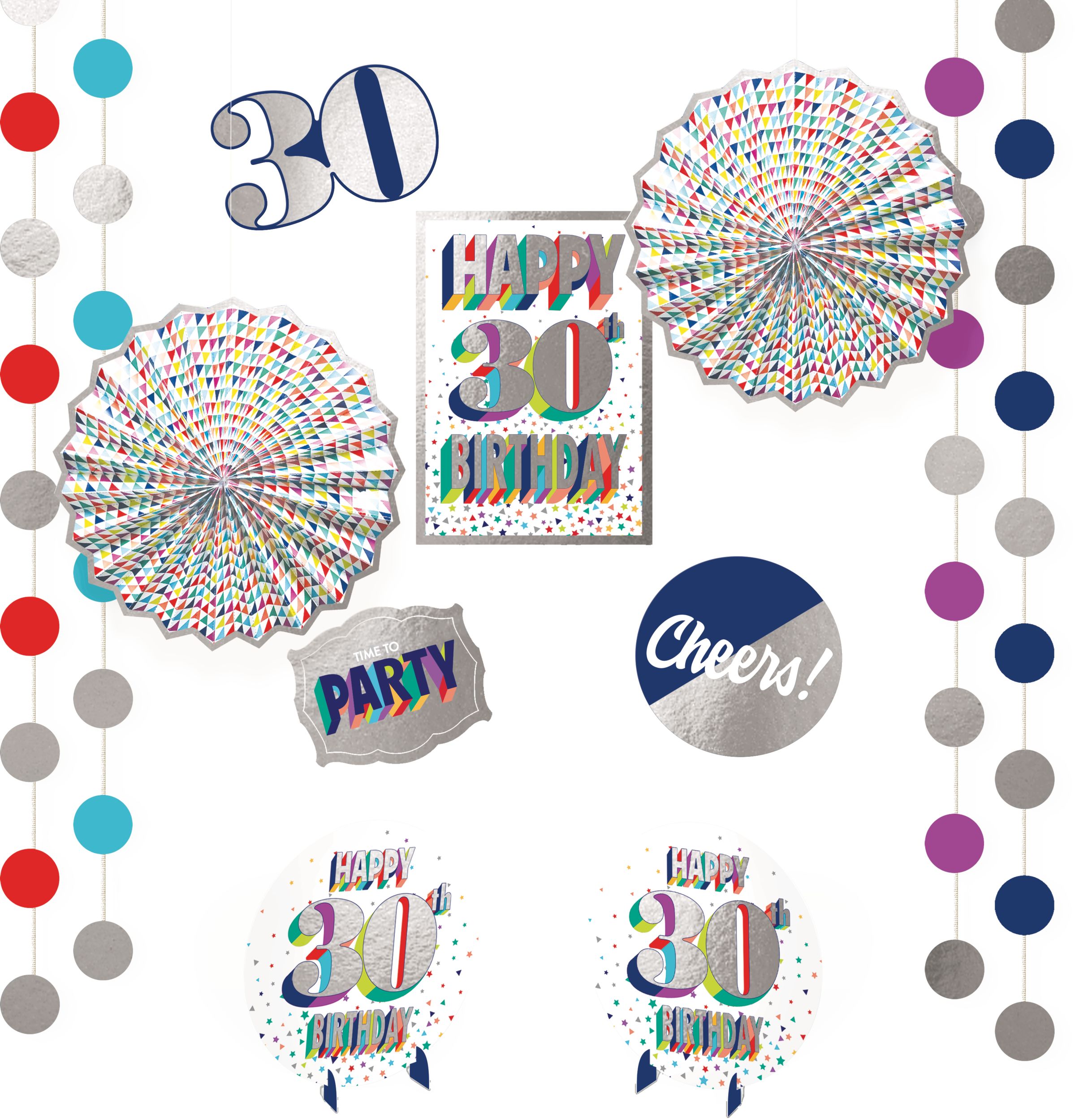 Here's to 30 Birthday Room Decorating Kit, 12-pc Composite_or_Mixed