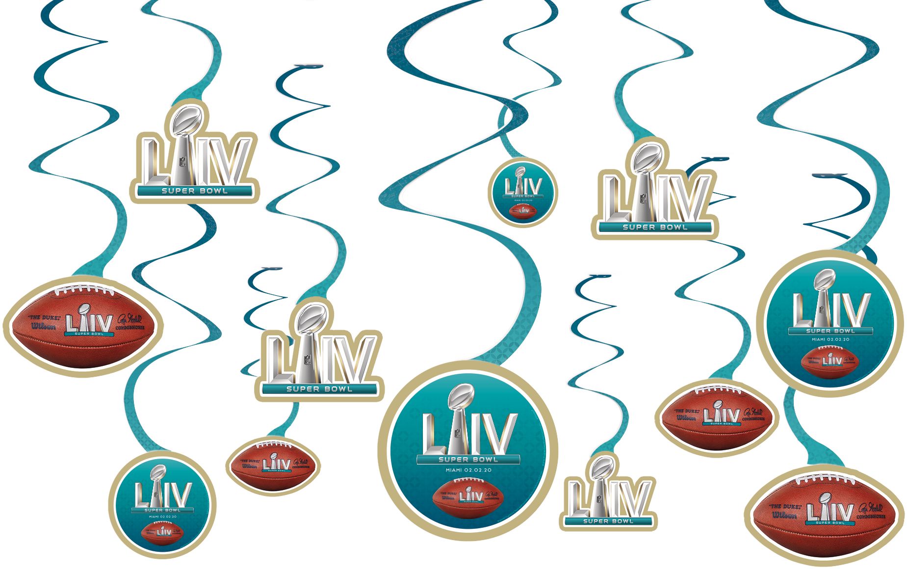 Super Bowl Swirl Decorations, 12-pcs Front_Flat