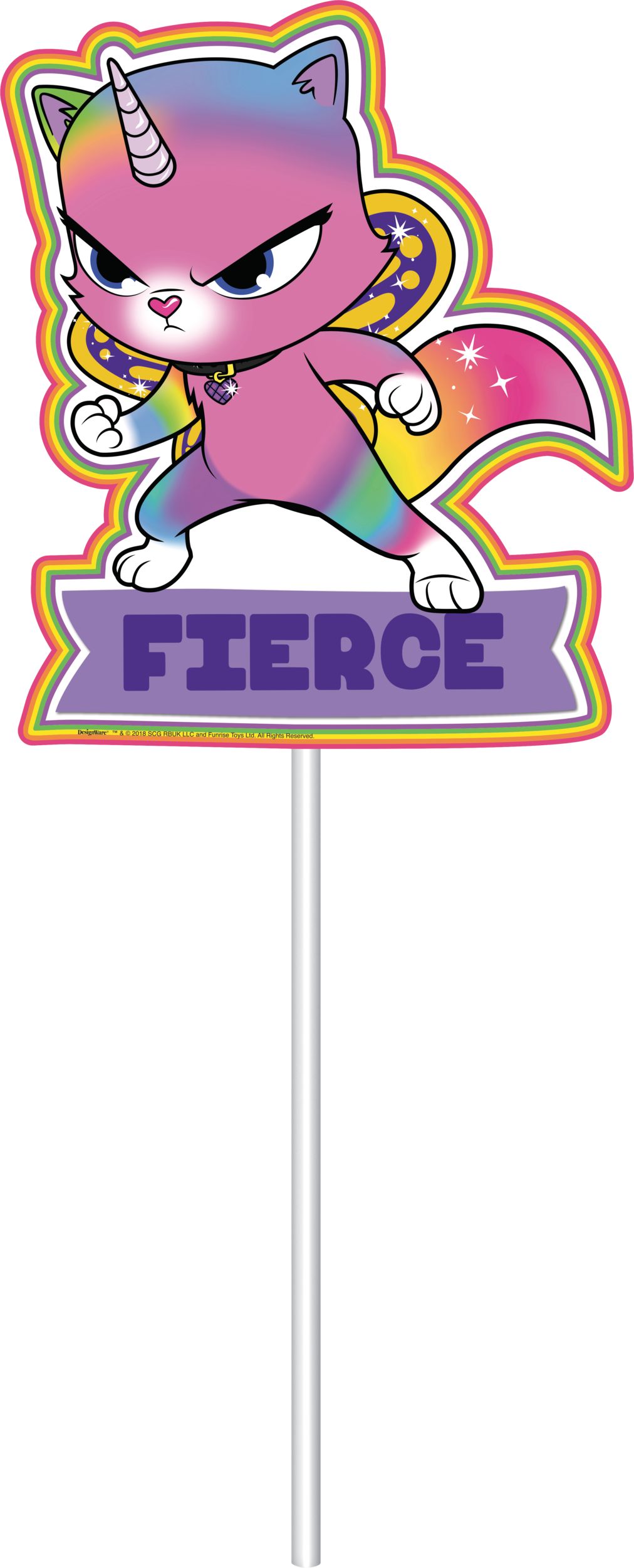 Rainbow Butterfly Unicorn Kitty Cake Toppers, 12-pc Front_Flat