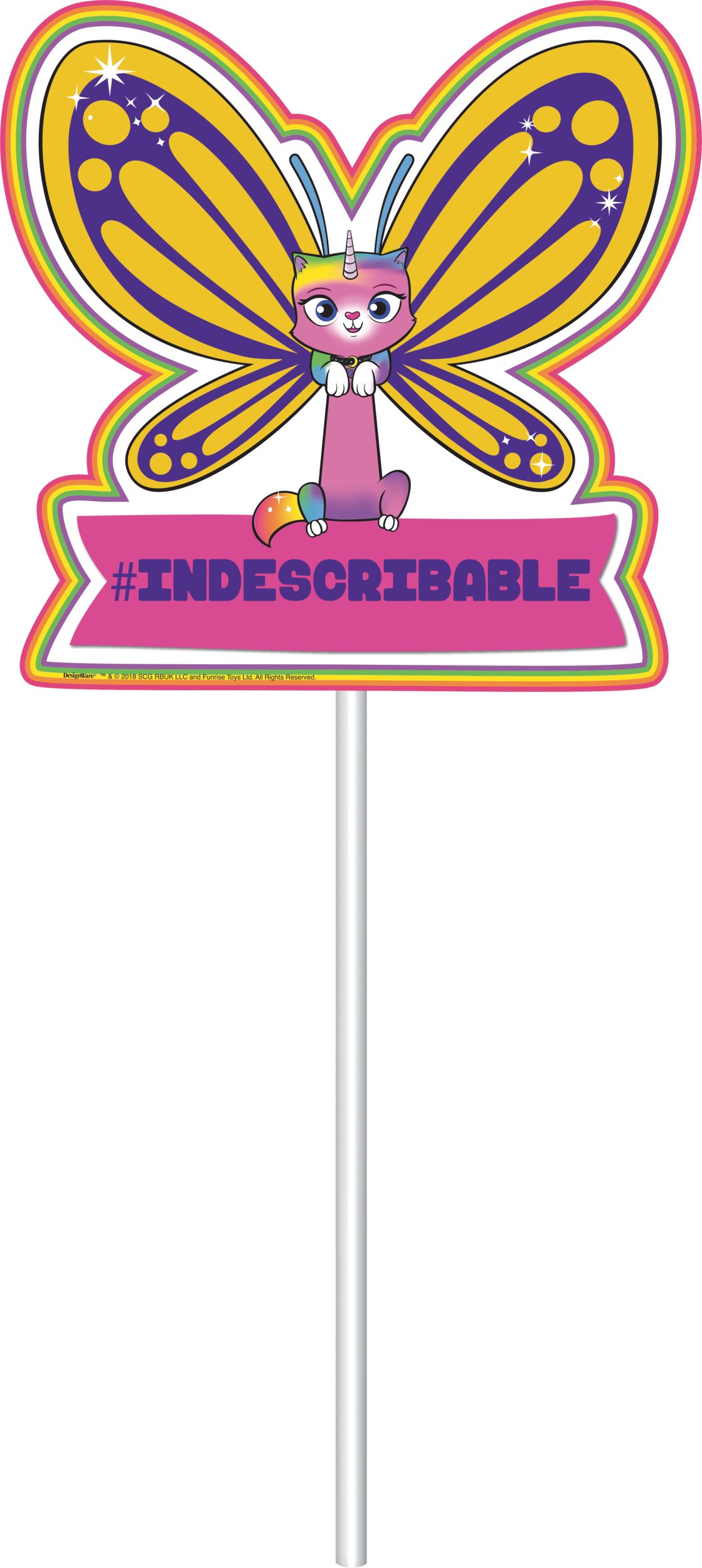 Rainbow Butterfly Unicorn Kitty Cake Toppers, 12-pc Front_Flat