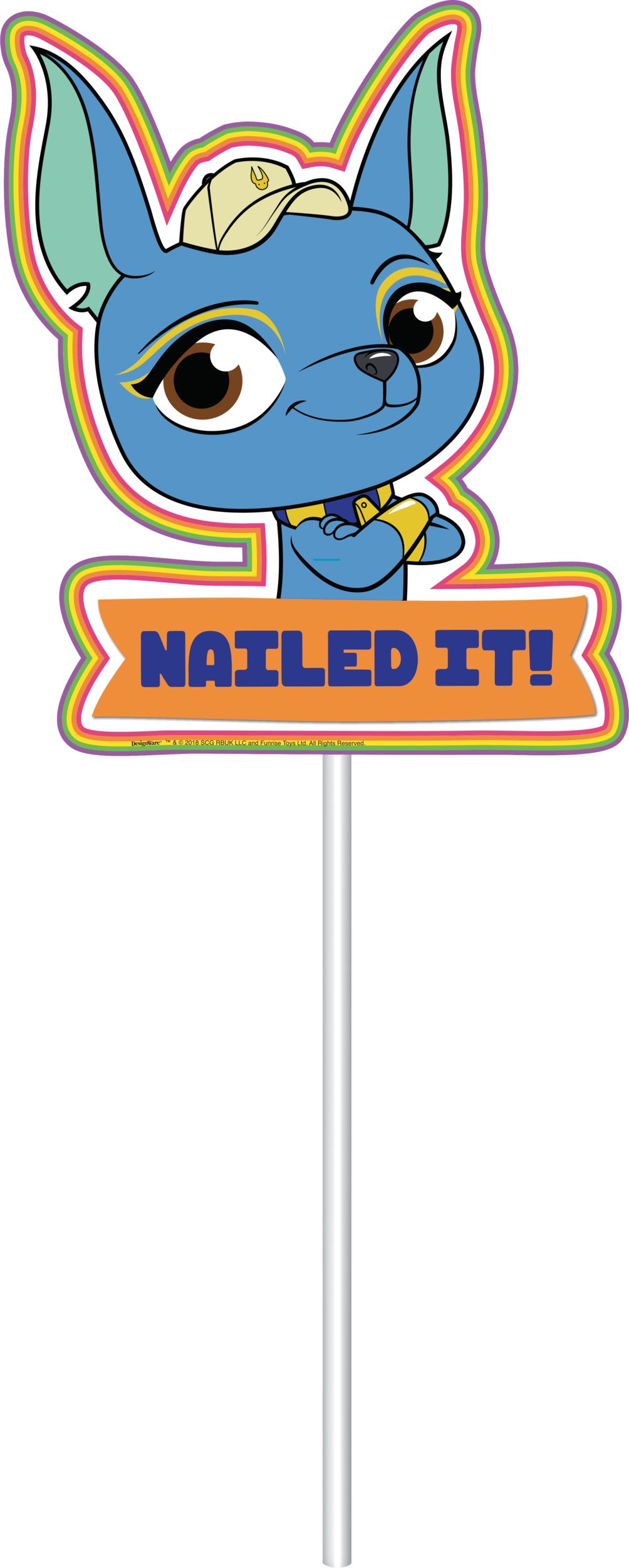 Rainbow Butterfly Unicorn Kitty Cake Toppers, 12-pc Front_Flat