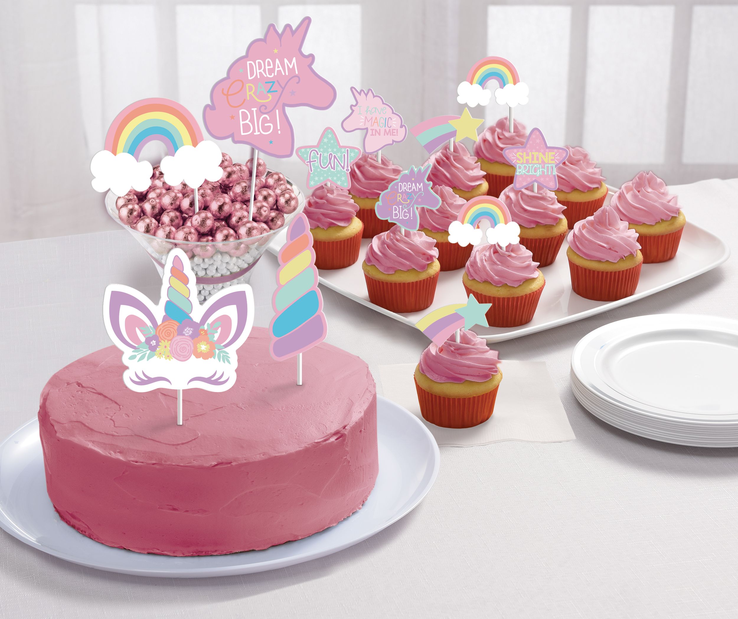 Unicorn Party Dessert Decorating Kit features Rainbows and Unicorns, 11-pc Composite_or_Mixed