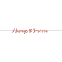 Banderole à lettres Always and Forever, or rose Front_Flat