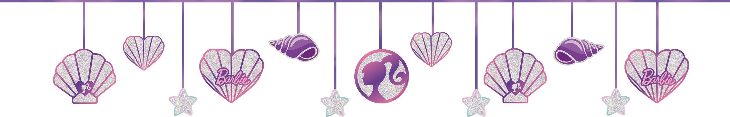 Glitter Mermaid Barbie Birthday Party Banner Decoration, 12-ft Front_Flat
